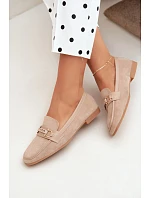 Dámske mokasíny Loafers s ozdobným prvkom, béžové, Evelora Dámske mokasíny Loafers s ozdobným prvkom, béžové, Evelora