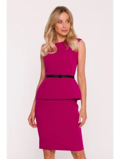 S427 Peplum šaty - slivka