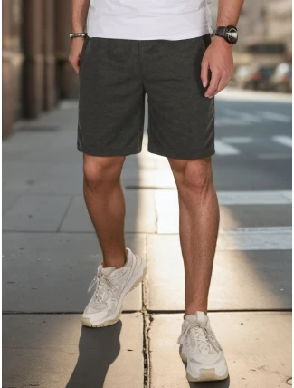 Pánske tmavosivé teplákové šortky FashionStreet SX2475 Pánske tmavosivé teplákové šortky FashionStreet SX2475