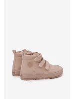 Ocieplane Botki Sneakersy Dziecięce Na Rzepy Big Star SS374072 Beżowe