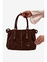 Kožená kabelka z ekologického semiše čokoládová Vessia