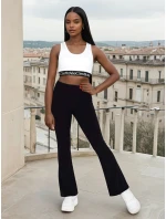 Dámske zvonové nohavice s vysokým pásom SLIMLINE black FashionStreet UY2147