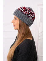 Dámska čiapka Iris K348 tmavo šedá + červená