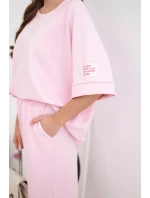 Dámsky maslový viskózový set mikina a široké nohavice candy pink Dámsky maslový viskózový set mikina a široké nohavice candy pink