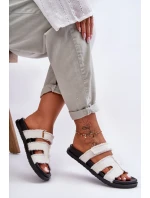 Damskie Klapki Materiałowe Na Rzep Białe Lamirose