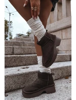 Śniegowce Damskie Z Naturalnego Zamszu Ocieplane Futerkiem Czekoladowe Milora