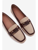 Dámske mokasíny Loafers s ozdobným prvkom, hnedo-béžové, Evelora Dámske mokasíny Loafers s ozdobným prvkom, hnedo-béžové, Evelora