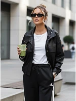 Dámska oversize kožená bunda s vysokým golierom čierna FashionStreet TY5651