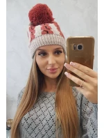 Dámska čiapka s brmbolcom Rozalia K323 červená+béžová Dámska čiapka s brmbolcom Rozalia K323 červená+béžová