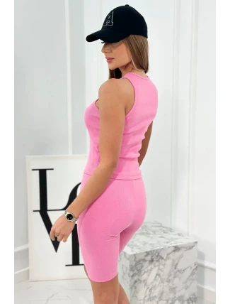 Set 3 v 1 mikina, top a krátke legíny ružový