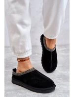 Zamszowe Damskie Papcie Z Futerkiem Czarne Buffie