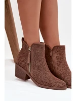 Botki Kowbojki Damskie Na Obcasie S.Barski HY52-538 Brązowe