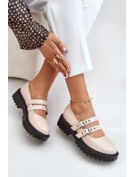 Dámske lakované topánky S Strappy Beige Terione Half Boots