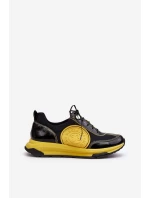 Damskie Buty Sportowe Skórzane Maciejka 06295-01 Czarno-Żółte Damskie Buty Sportowe Skórzane Maciejka 06295-01 Czarno-Żółte