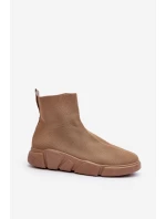 Damskie Buty Sportowe Ze Skarpetą Beżowe Zirila