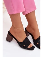 Dámské sandály na podpatku s pásky Eko semišové Černé Corivelle