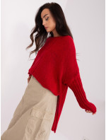 Tmavo červený nadrozmerný pletený sveter OCH BELLA