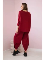 Bavlnená mikina nohavice set Burgundy