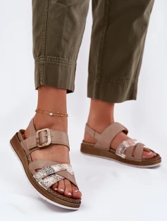 Sandały Damskie Z Klamrą Inblu GS000056 Beżowe