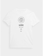 Pánske bavlnené tričko 4FAW23TTSHM0890-10S biele - 4F