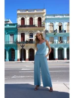 M737 Overal so špagetovými ramienkami - agáve