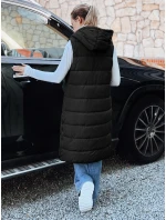 Dámska dlhá prešívaná vesta čierna FashionStreet TY5267