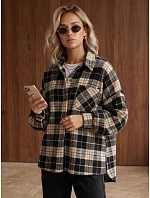 Dámska oversize košeľa s kockovaným vzorom, tmavomodrá, FashionStreet TY6048 Dámska oversize košeľa s kockovaným vzorom, tmavomodrá, FashionStreet TY6048