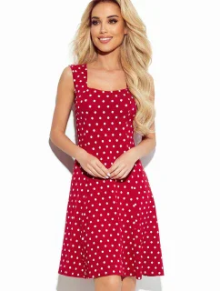 241-2 STELLA Šaty so skladaným výstrihom - bordové s prúžkami