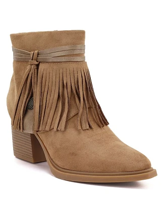 Dámske kovbojské členkové topánky so strapcami, zateplené, farba camel, M. Daszyński Dámske kovbojské členkové topánky so strapcami, zateplené, farba camel, M. Daszyński