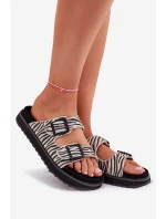 Zamszowe Klapki Damskie Z Klamrami D.Franklin DFSH405002 Zebra