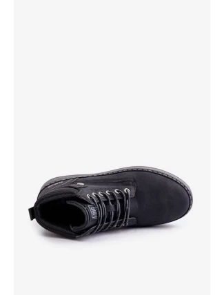Šnurovacie pánske členkové topánky Big Star Hi-Poly System Black