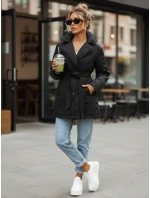 Dámska prechodná bunda s opaskom čierna FashionStreet TY5588