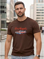 Pánske bavlnené tričko s nápisom Los Angeles brown NX0055R Pánske bavlnené tričko s nápisom Los Angeles brown NX0055R