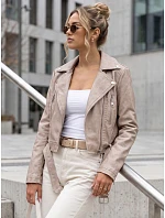 Dámska bunda v štýle Ramones s koženým opaskom, béžová, FashionStreet TY5719 Dámska bunda v štýle Ramones s koženým opaskom, béžová, FashionStreet TY5719