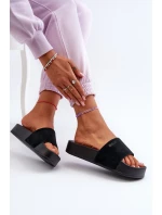 Damskie Klapki Na Platformie Zamszowe Big Star NN274A670 Czarne