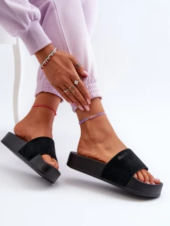 Damskie Klapki Na Platformie Zamszowe Big Star NN274A670 Czarne