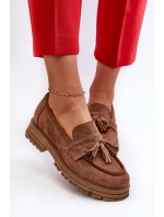 Zazoo Dámske semišové mokasíny so strapcami, hnedé Zazoo Dámske semišové mokasíny so strapcami, hnedé