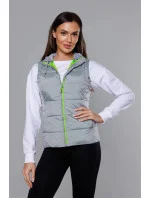 Šedo-limetková dámska vesta s látkovou kapucňou (DW-21604) Šedo-limetková dámska vesta s látkovou kapucňou (DW-21604)