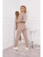 Zateplená súprava s krátkou mikinou tmavo béžová Zateplená súprava s krátkou mikinou tmavo béžová