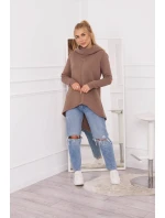 Zateplená mikina s dlhšou zadnou časťou mocca