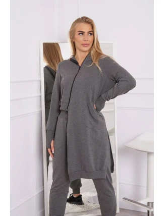 Súprava mikín s dlhšou stranou grafitová