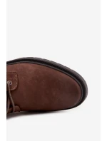 Skórzane Ocieplane Botki Męskie Na Zamek Big Star OO174149 Czekoladowe