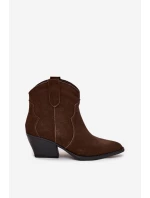 Wsuwane Botki Kowbojki Damskie Z Naturalnego Zamszu Czekoladowe Beretta