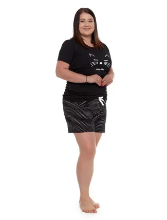 Dámske pyžamo PDD4200-015 čierne s potlačou - Moraj