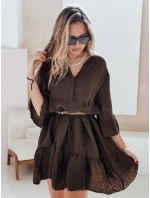 Letné mušelínové šaty LYVONNE tmavohnedé FashionStreet EY2617