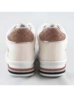 Bielo-hnedé športové topánky so skrytým klinom (666-16)