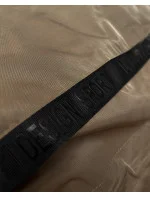 Tmavobéžová jednoduchá dámska bunda s kapucňou LHD (LHD-24592) Tmavobéžová jednoduchá dámska bunda s kapucňou LHD (LHD-24592)