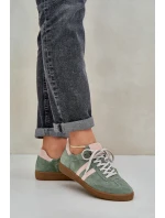 Zazoo N1068 Zamszowe Niskie Sneakersy Damskie Zielone