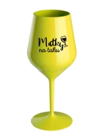 MATKY NA TAHU - žlutá nerozbitná sklenice na víno 470 ml