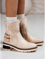 Dámske čižmy z ovčej kože béžové FashionStreet ZY1249